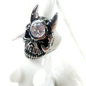 Unisex Gothic Skull Skeleton Ring Halloween Bikercore Punk